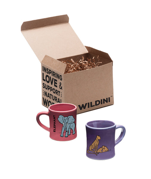 Wildini BittyMugs for Kids Elephant/Cheetah - Kid Sized Mugs, Baby Mugs,  Ceramic 4oz Mug, BPA FREE Mug, Montessori Preschool Mug, Plastic Free Hot