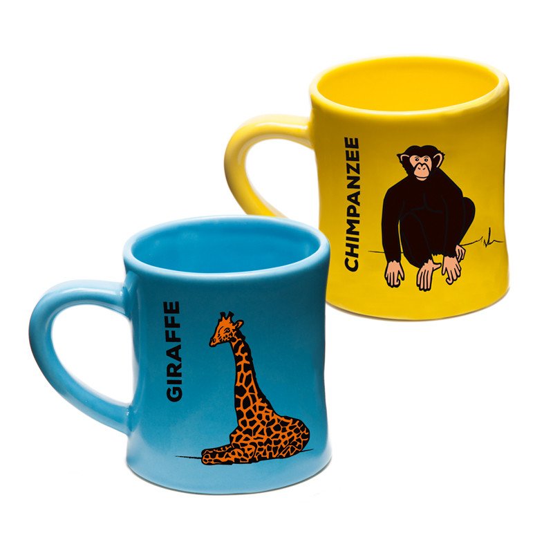 BittyMugs™ - Giraffe & Chimp Mugs for Kids