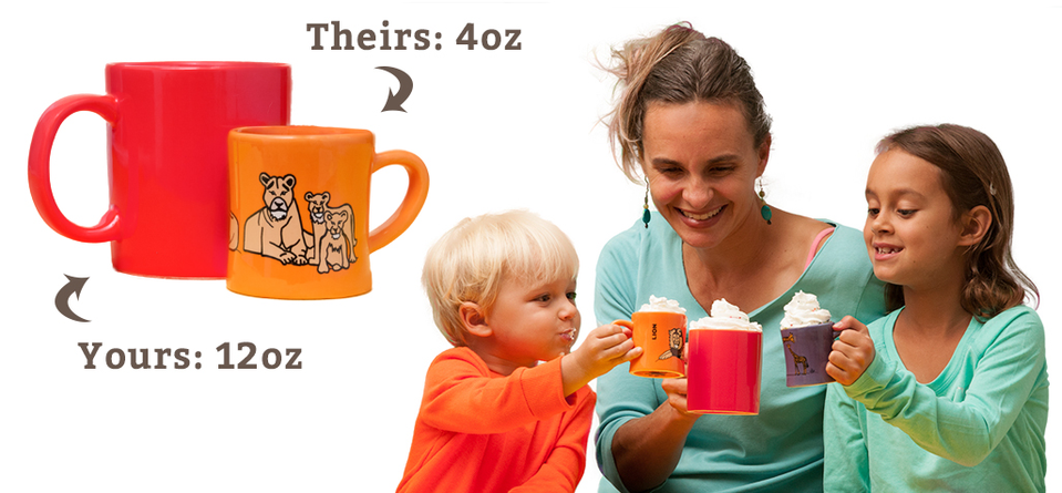 Wildini BittyMugs for Kids Elephant/Cheetah - Kid Sized Mugs, Baby Mugs,  Ceramic 4oz Mug, BPA FREE Mug, Montessori Preschool Mug, Plastic Free Hot